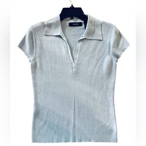 Express Sky Blue Polo Collared Women's Blouse Size Large